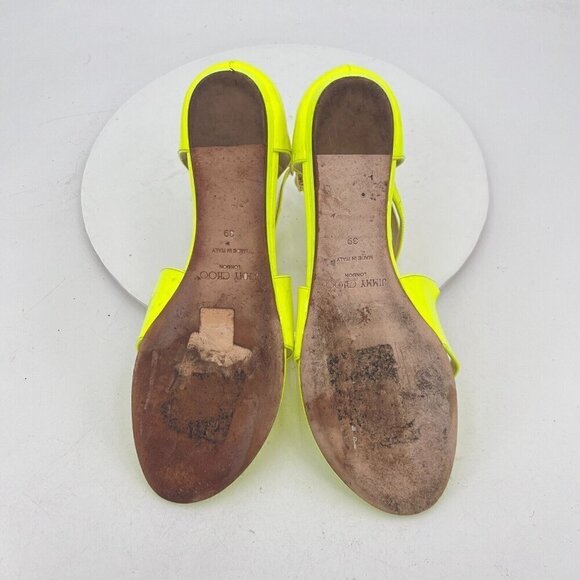 Jimmy Choo Formal Flats for Women for sale | eBay Jimmy Choo Women Size EU 39 US 9 Shocking Yellow Patent Leather Gladiator Shoes
